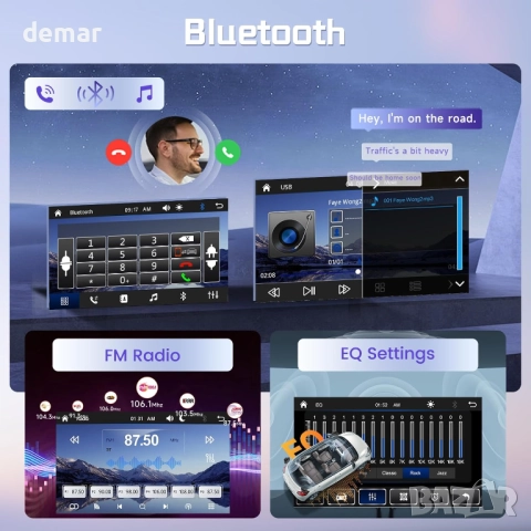 Rimoody Двудиново безжично Carplay/Android Auto автомобилно стерео, 7", снимка 4 - Аксесоари и консумативи - 52669369