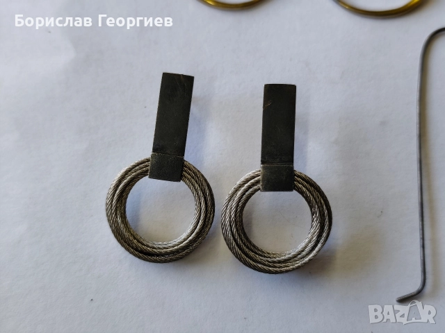 Обеци със сребро и метал, снимка 6 - Обеци - 52812256
