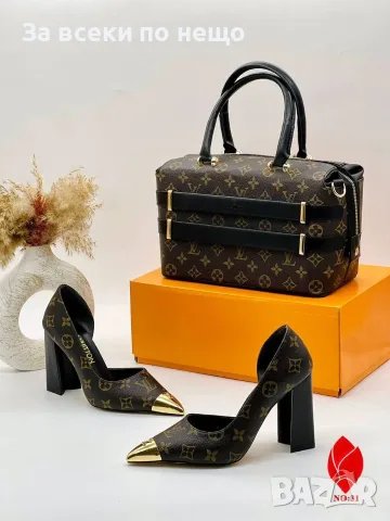 Louis Vuitton Дамски Обувки На Дебел Ток Със Златист Акцент На Бомбето-Различни Цветове Код SEM-347, снимка 4 - Дамски обувки на ток - 55808544