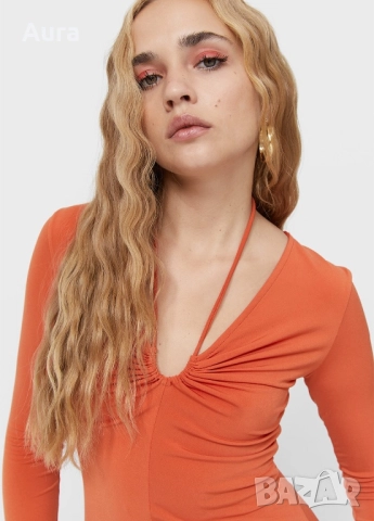Midi orange dress , снимка 5 - Рокли - 51599818