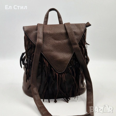 Дамска раница от еко к. с ресни – бохо стил, удобство и обем (36×30×16 см), снимка 9 - Раници - 53586055