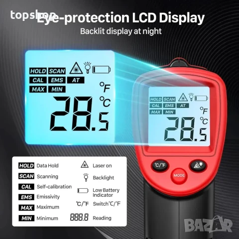 Нов инфрачервен лазерен термометър Benetech GM550, снимка 2 - Гедорета - 50542495