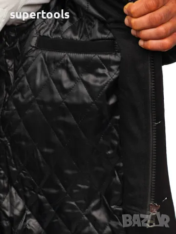 Черно мъжко палто с едноредово закопчаване PPM 8853, снимка 7 - Палта - 47276931