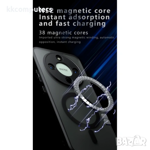 Калъф за Honor Magic8 Lite 5G - Магнитен, Матов PC+TPU, Shockproof с Airbag, Защита на Камерата, Вкл, снимка 2 - Калъфи, кейсове - 53175392