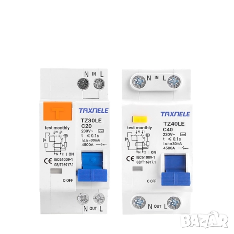 Taxnele Автоматичен предпазител с дефектнотокова защита, защита от претоварване и късо съединение, R
