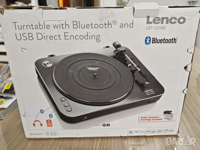 Lenco LBT-120BK грамофон с Bluetooth и USB запис – Audio-Technica