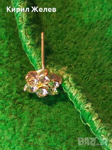 ПРЕКРАСНА НЕЖНА СКЪПОЦЕННА СРЕБЪРНА ОБЕЦА ЦВЕТЕНЦЕ СРЕБРО 925 с БЯЛА ПОЗЛАТА и ИСКРЯЩИ ЦИРКОНИ 38235