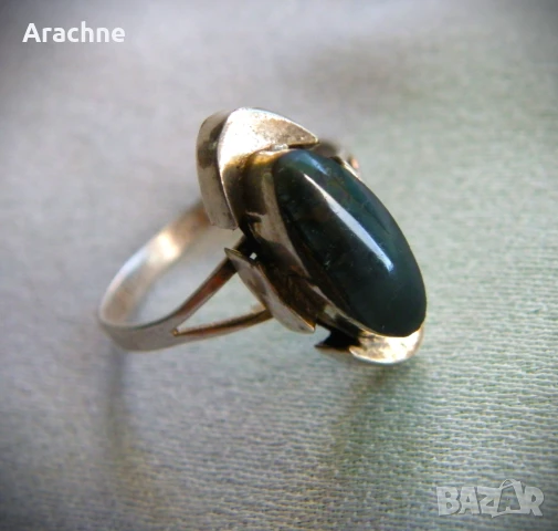 Сребърен ръчнокован дизайнерски пръстен с лабрадорит,Mariana Llanes,Мексико, снимка 2 - Пръстени - 50494415