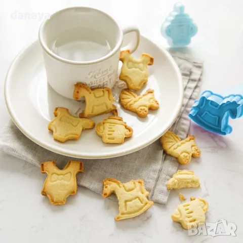 2188 Форми за сладки с бутало и релеф Бебе резец за тесто 4 броя в комплект, снимка 5 - Форми - 48587489
