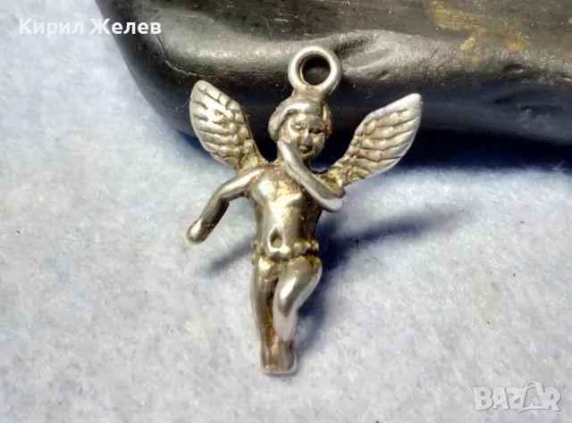 ФИГУРАЛЕН СРЕБЪРЕН ПЕНДАНТ АМУРЧЕ / АНГЕЛЧЕ СРЕБРО 925 РЪЧНА АР НУВО СТИЛ МАЙСТОРСКА РАБОТА 19466