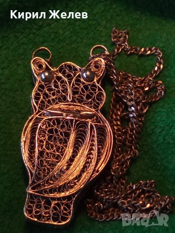 ПОСРЕБРЕН БУХАЛ ФИЛИГРАНЕН със ЗДРАВО СИНДЖИРЧЕ ФИГУРАЛЕН АРТ ДЕКО МЕДАЛЬОН БЛАГОРОДНА СТОМАНА 25560, снимка 8 - Колиета, медальони, синджири - 35679503