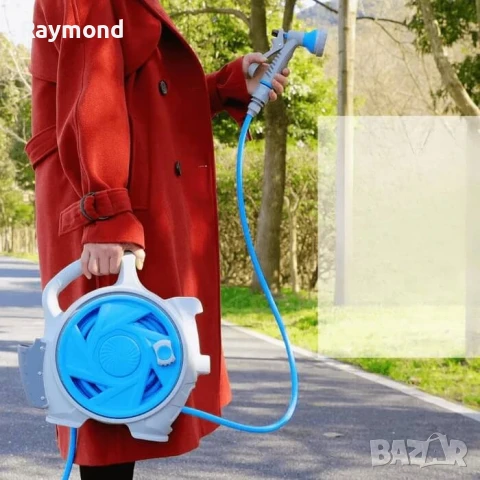 Автоматична макара с маркуч 15 м – компактна, с 7-функционална дюза, снимка 4 - Макари - 50822823