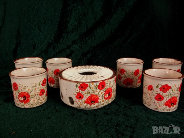 Японски сет керамика за фондю или саке., снимка 2 - Антикварни и старинни предмети - 51464864