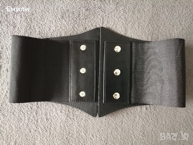 Черен кожен корсет за талия с халки , снимка 5 - Корсети, бюстиета, топове - 39480364