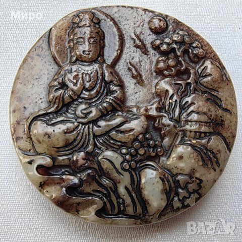 БУДА ?? РЕЛИГИЯ ЕСТЕСТВЕН НЕФРИТ АЗИЯ ТАЛИСМАН АМУЛЕТ , снимка 4 - Антикварни и старинни предмети - 41786013