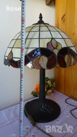 Тифани Tiffany - лампа и абажур, бежова гама, барок, снимка 2 - Настолни лампи - 50086818