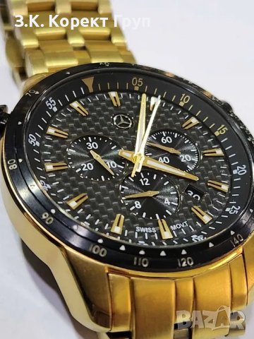Мъжки хронографен часовник Mercedes-Benz Gold, снимка 3 - Мъжки - 40855566
