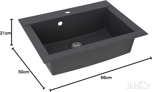 Кухненска Мивка, Respekta Ohio Mineralite Sink 66x50см сива, Устойчива на Надрасквания!, снимка 4 - Мивки - 52123647