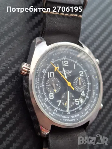 Мъжки часовник Aviator World Time Chronograph, снимка 5 - Мъжки - 56068447
