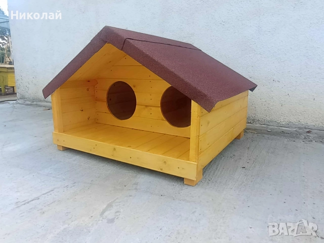 Голяма къща за котки и кучета с веранда за семейство котки кученца кучешка колиба от дърво за коте 