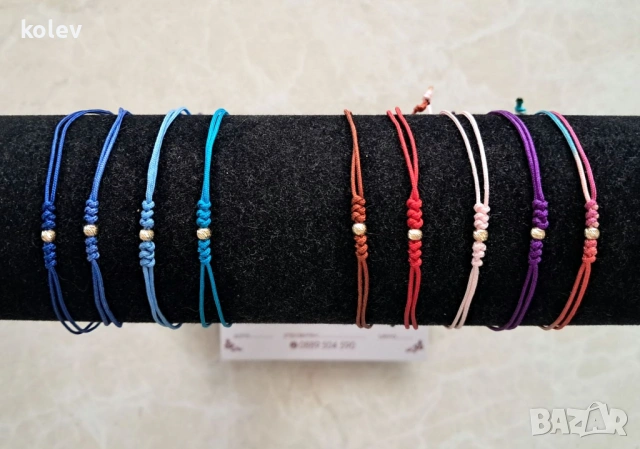 гривна на конец с златно гравирано топче 3 мм 14К, снимка 2 - Гривни - 53731996