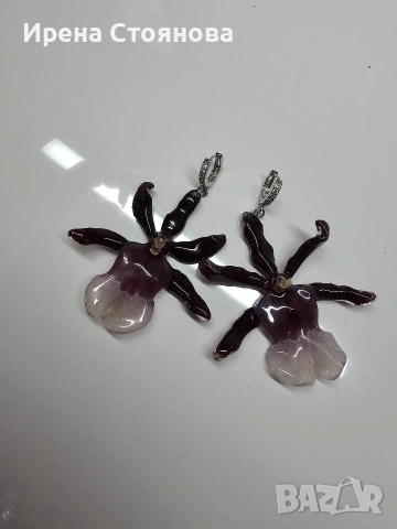 Обеци „Кралска орхидея“ 🌺 Тези обеци са създадени от истински цвят на орхидея Камбрия , снимка 10 - Обеци - 53769766