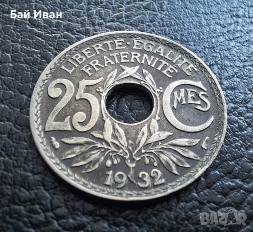 Стара монета 25 сантима 1932 г. Франция- красавица !