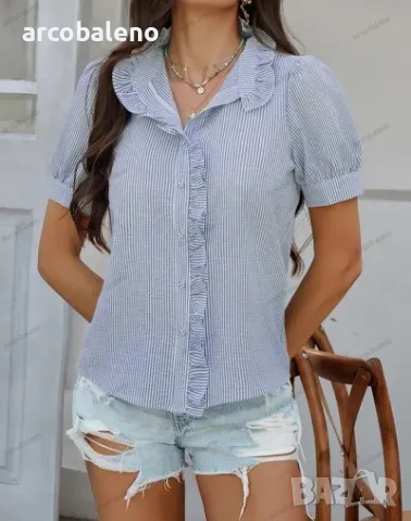 Дамска ежедневна риза с къс ръкав, 4цвята , снимка 7 - Ризи - 49317655