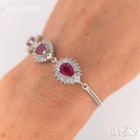 СРЕБЪРНА ГРИВНА С ИЗУМРУД, РУБИН, СИН ИЛИ РОЗОВ ТОПАЗ, снимка 8 - Гривни - 52296200