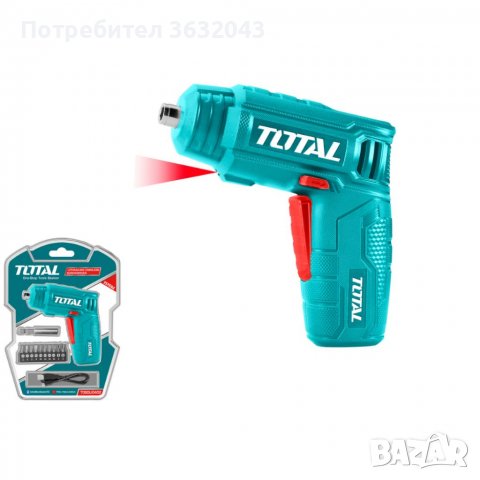 Акумулаторна отвертка TOTAL + аксесоари, 1/4", 4 V, 4 Nm, снимка 1 - Други инструменти - 39553004