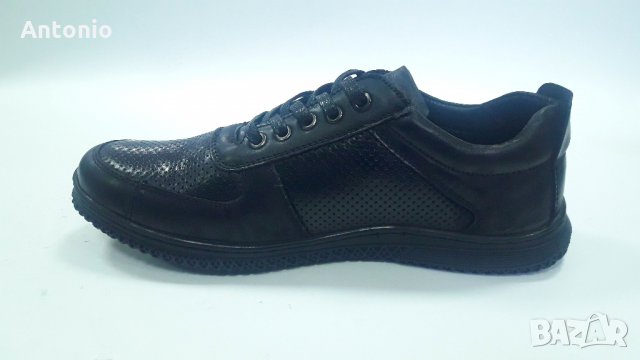 Мъжки спортно-елегантни черни обувки модел 1265 естествена кожа, снимка 3 - Ежедневни обувки - 35844581