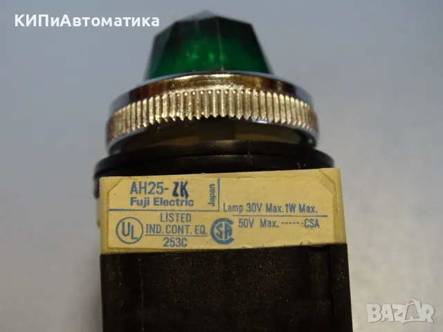 бутон светещ зелен FUJI Electric AH25-ZK green led pilot light 110V, снимка 4 - Резервни части за машини - 49192146