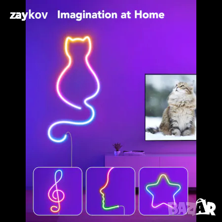 Смарт Neon RGBIC LED лента Govee H61A2, Wi-Fi, Синхронизация на музика, снимка 9 - Лед осветление - 44656970