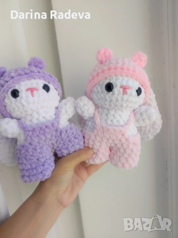 Амигуруми Зайче с гащеризон и шапка, снимка 2 - Други - 52309306