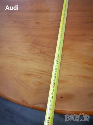 Масивна елепсовида трапезна маса изроботена от масивна дървесина с цвят череша. Комплект с 6 броя ст, снимка 6 - Маси - 40204856