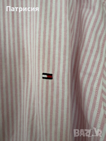 Чисто нова мъжка риза Tommy Hilfiger Classic Fit с дълъг ръкав, дизайн розово  бяло райе, размер XXL, снимка 3 - Ризи - 56045069