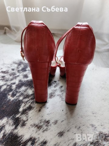 Червени сандали на платформа , снимка 9 - Сандали - 41116157