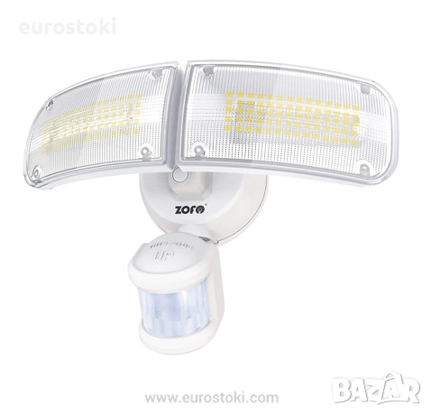 ZOFO LED прожектор със сензор за движение, 4000LM, 5000K, 35W мощен външен прожектор с 2 лампи
