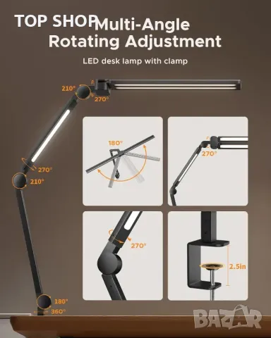 NGTeco LED настолна лампа, 1 метър Ярка регулируема настолна лампа с 3 светлинни ленти, дистанционно, снимка 2 - Настолни лампи - 49937954