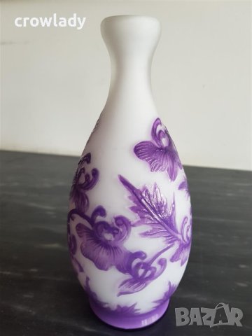 Красива ваза НАНСИ DAUM NANCY сецесион лилава реплика, снимка 4 - Вази - 40890529