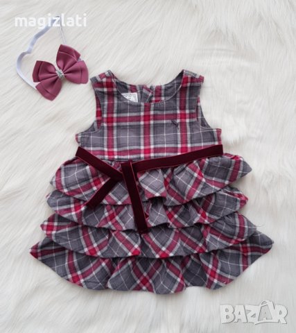 Карирана рокля H&M за бебе 6 месеца, снимка 10 - Бебешки рокли - 38915742