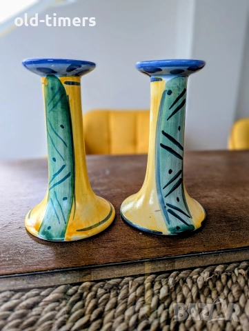 Винтидж керамични свещници – Ръчна изработка, Средиземноморски стил, снимка 2 - Декорация за дома - 53296571