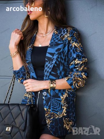 Дамско сако с дълъг ръкав и ревер с дигитален печат, 4цвята, снимка 5 - Сака - 41291190