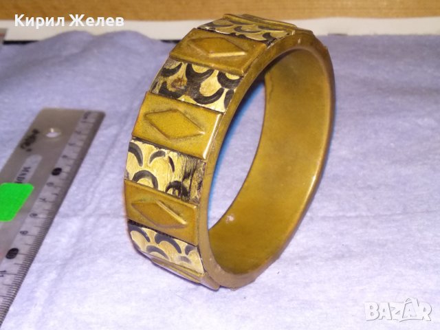 СТАРА БРОНЗОВА ТИБЕТСКА ТРАДИЦИОННА ГРИВНА РЯДКА РЪЧНА ИЗРАБОТКА ИНКРУСТИРАНА с РОГ / КОСТ 73731