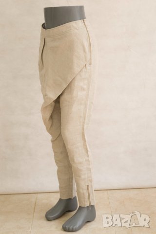 Дамски панталон от лен в сиво и бежово Bliss by Violeta EU 40/EU 44, снимка 4 - Панталони - 42651945
