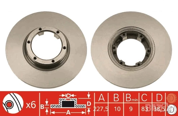 Диск спирачен преден дeсен/ляв за ARO,DACIA,RENAULT № R1011P
