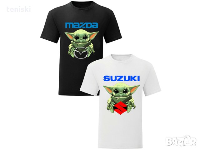  Мъжка и дамска тениска Baby Yoda Hug BMW Mercedes Subaru Pоrsche Mazda Suzuki, снимка 4 - Тениски - 28162437