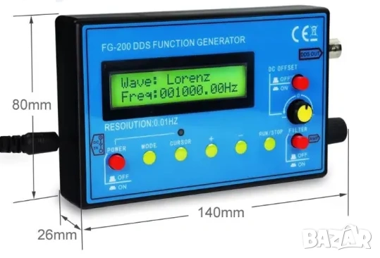 FG-200 Функционален Сигнал Генератор 0.01Hz - 500KHz с Антена, снимка 2 - Друга електроника - 53828224