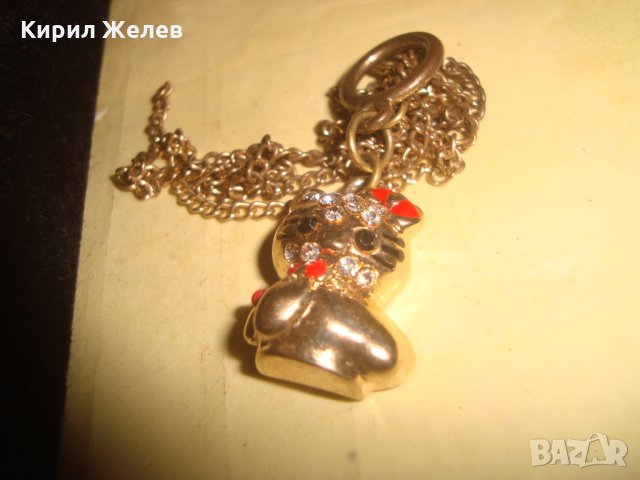 ПОЗЛАТЕНО СЛАДКО КОТЕНЦЕ с ЦИРКОНИ ЕМАЙЛ АРТ ВИСУЛКА ПЕНДАНТ ФИГУРКА 24752, снимка 4 - Колиета, медальони, синджири - 34485931