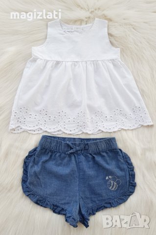 Туника и дънкови панталонки 3-6 месеца, снимка 4 - Комплекти за бебе - 33782460